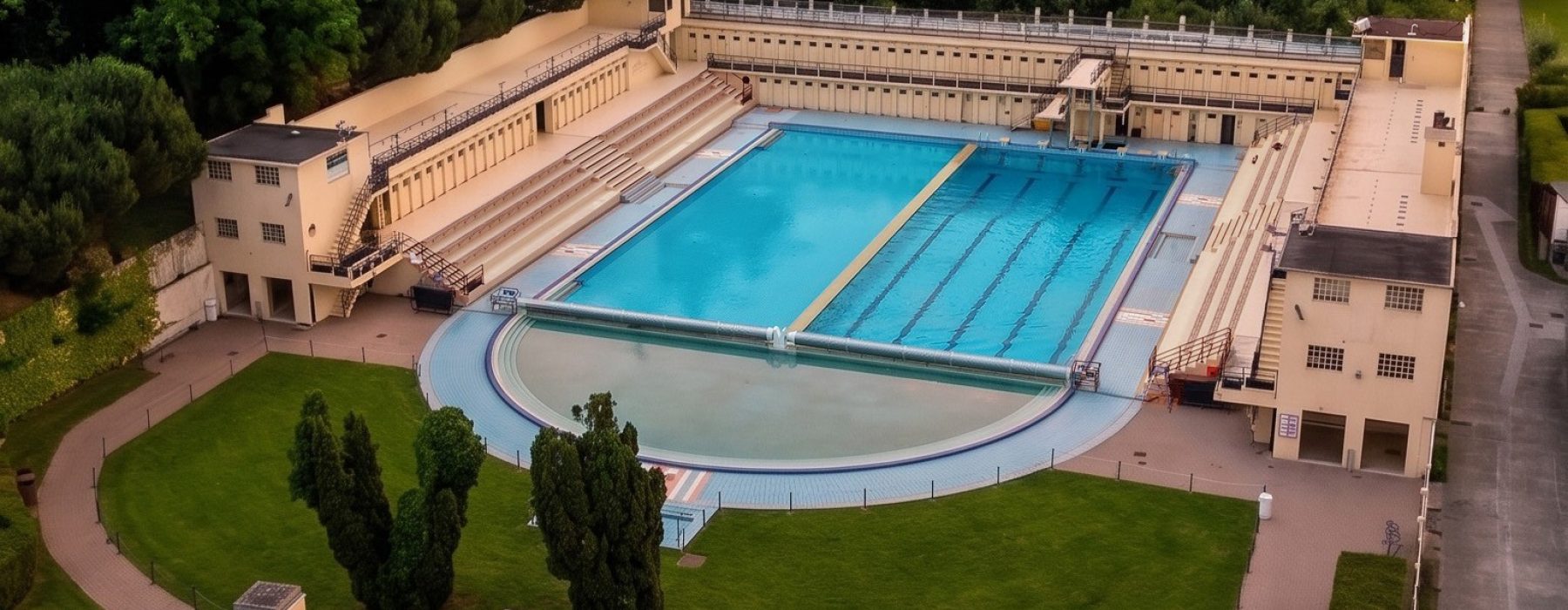 Tous derrière la piscine Art Déco !