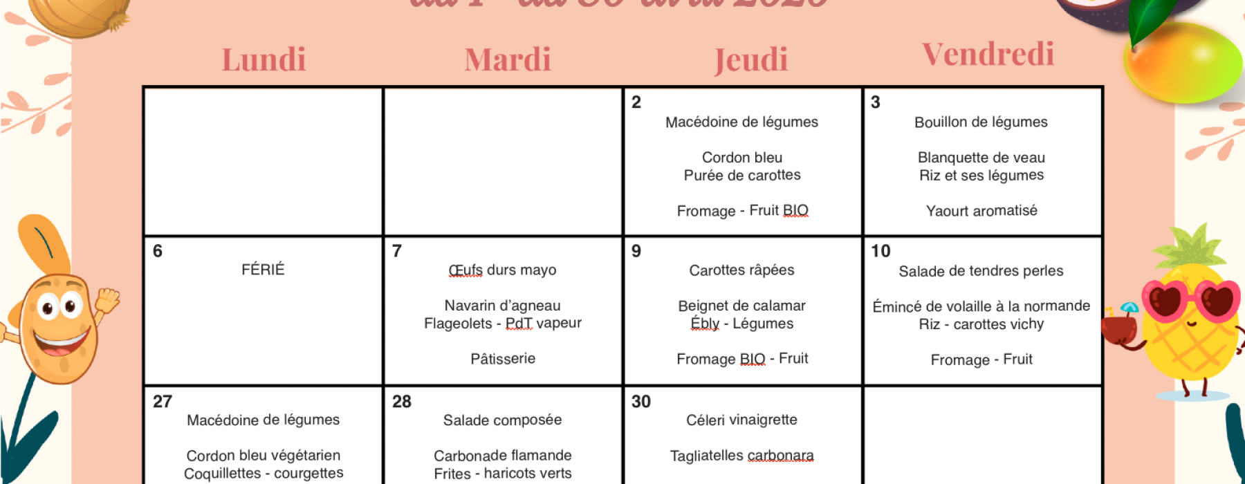 Au menu du restaurant municipal !